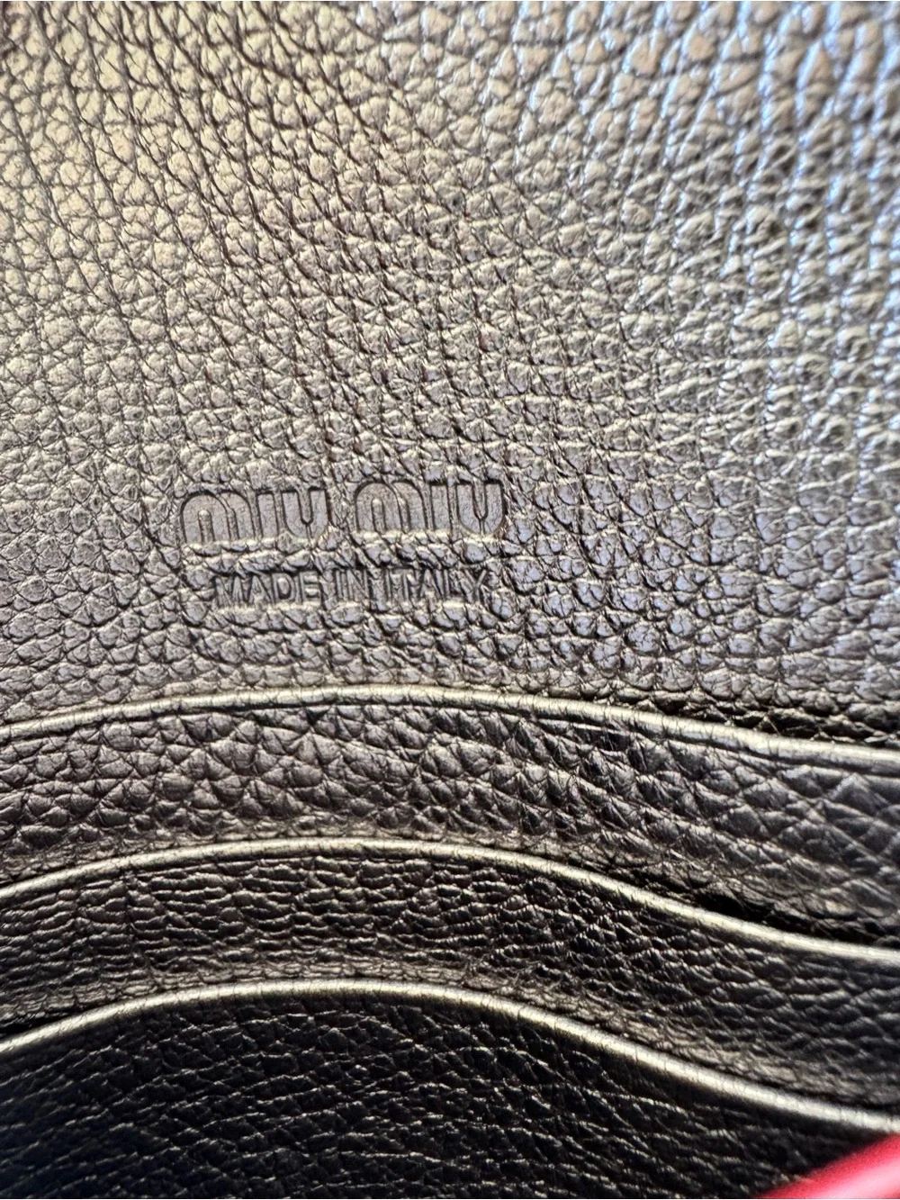 Miu Miu Metallic Envelope Card Holder with Red Heart Detail
